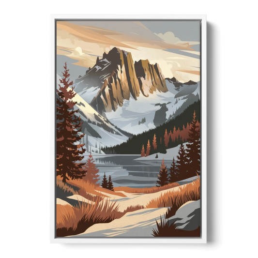 Vail Snowy Peaks - White Framed Canvas Wall Art - Front