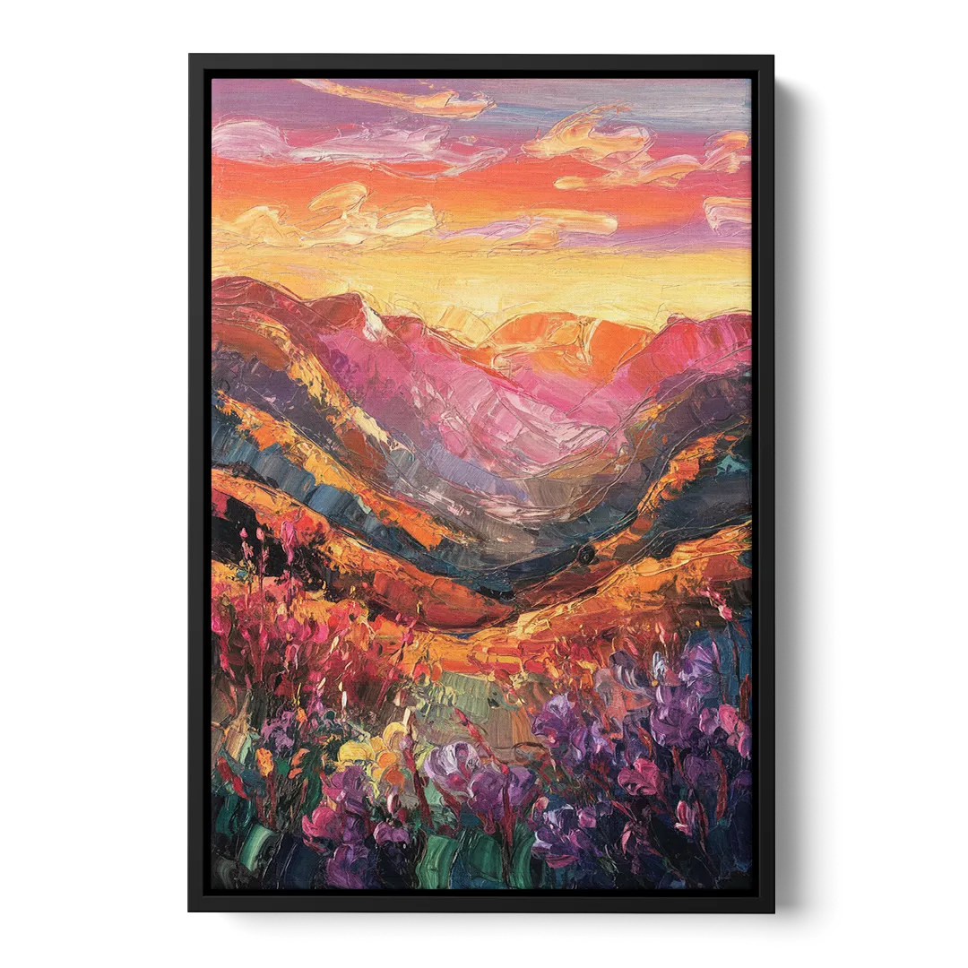 Vail Sunset Glow Front - Black Canvas Wall Art