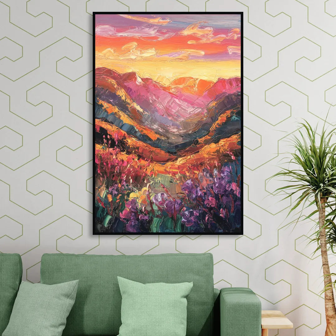 Vail Sunset Glow Sitting Room - Black Canvas Wall Art
