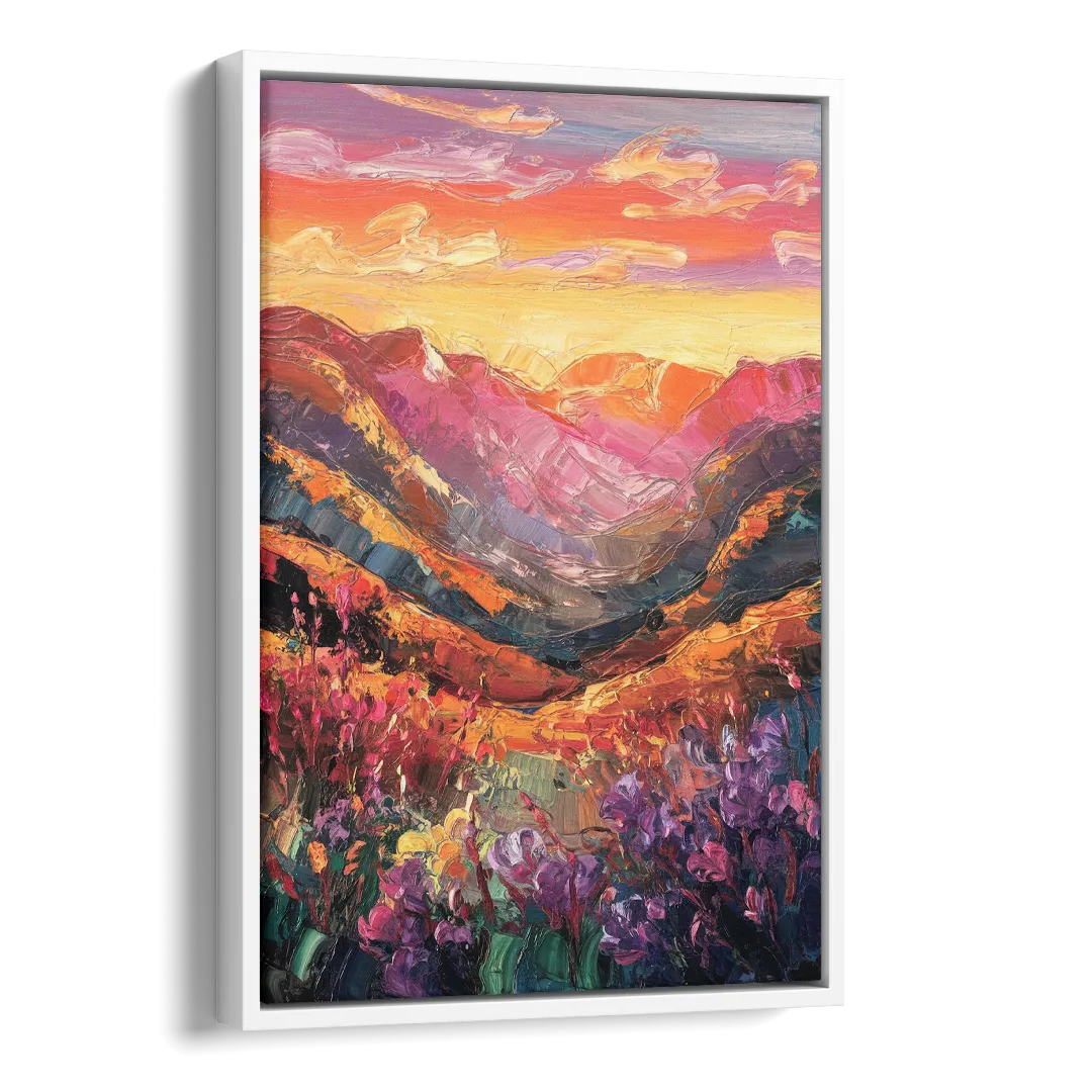 Vail Sunset Glow Side - White Canvas Wall Art