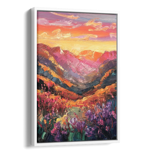 Vail Sunset Glow Side - White Canvas Wall Art