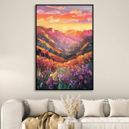 Vail Sunset Glow Living Room - Black Canvas Wall Art