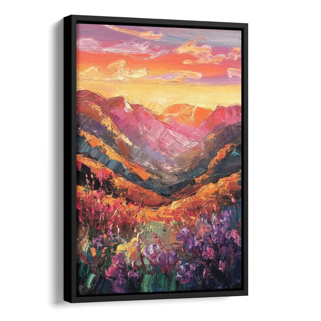 Vail Sunset Glow Side - Black Canvas Wall Art