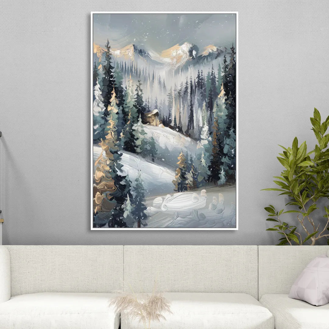 Vail Winter Wonderland Sitting Room - White Canvas Wall Art