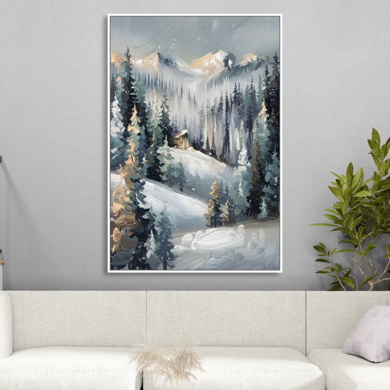 Vail Winter Wonderland Sitting Room - White Canvas Wall Art