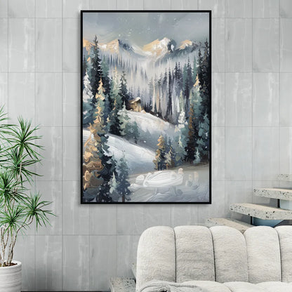 Vail Winter Wonderland Sitting Room - Black Canvas Wall Art