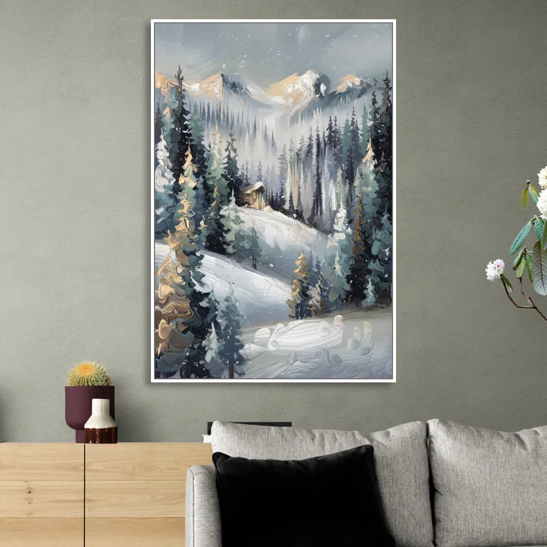 Vail Winter Wonderland Living Room - White Canvas Wall Art