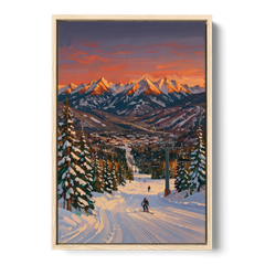 Vail Winter Wonderland - Oak Framed Canvas Wall Art - Front