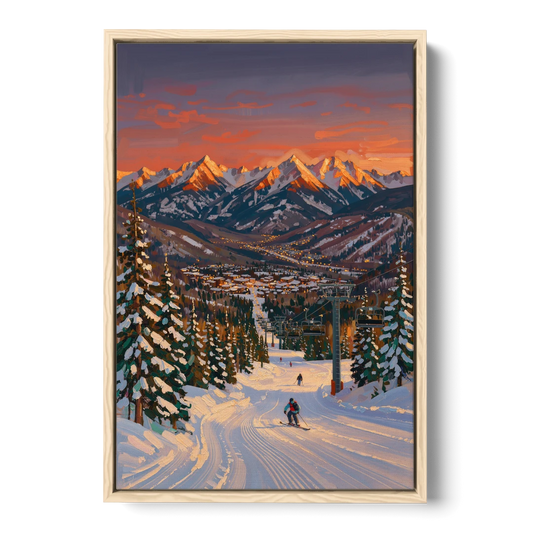 Vail Winter Wonderland - Oak Framed Canvas Wall Art - Front