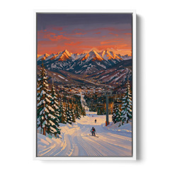 Vail Winter Wonderland - White Framed Canvas Wall Art - Front