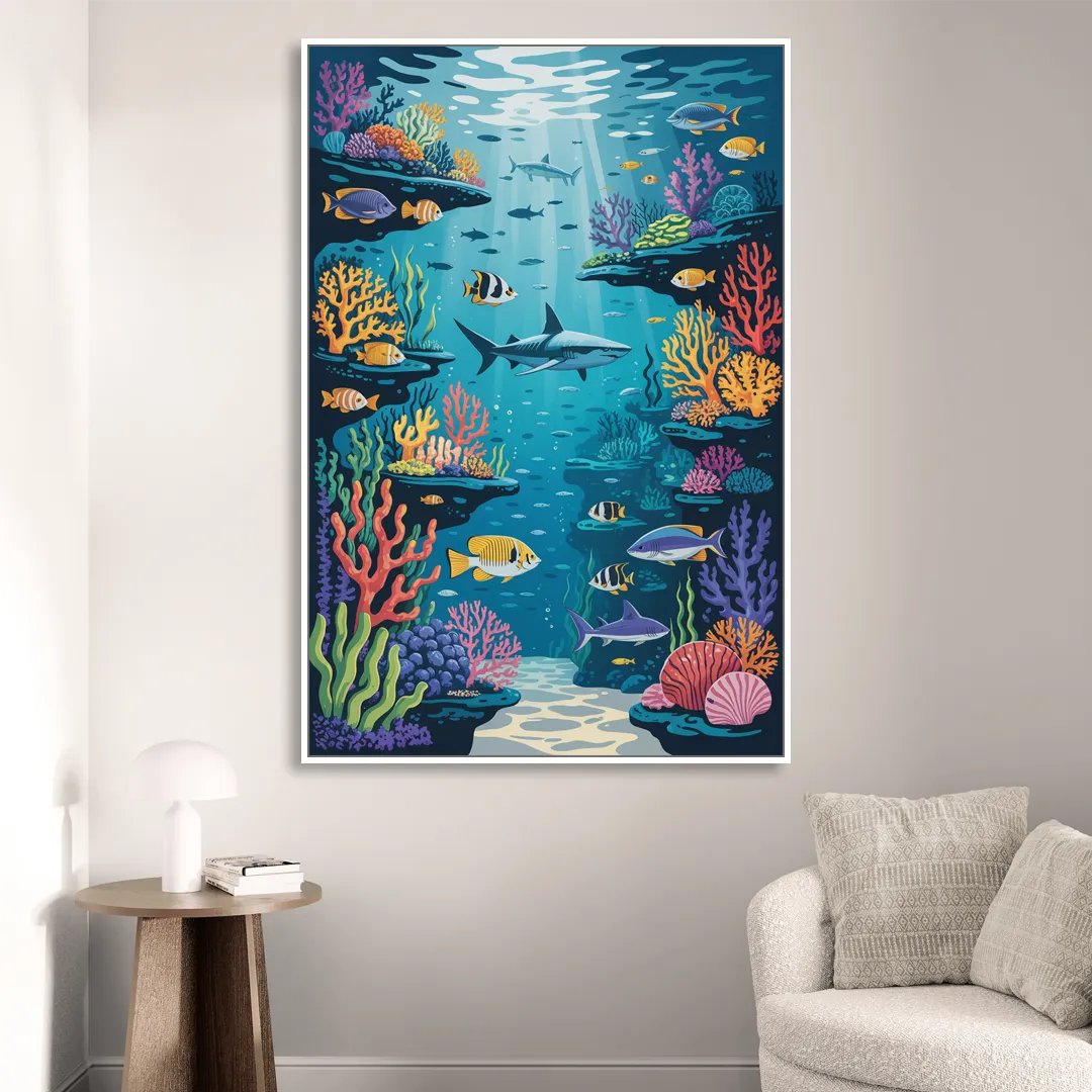 Vancouver Aquarium Life Living Room - White Canvas Wall Art