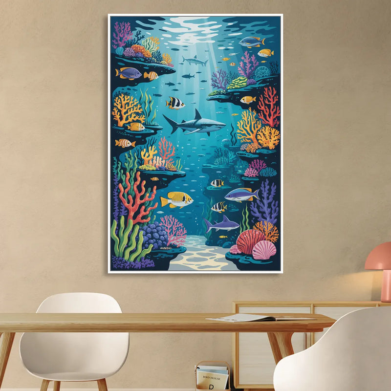 Vancouver Aquarium Life Sitting Room - White Canvas Wall Art