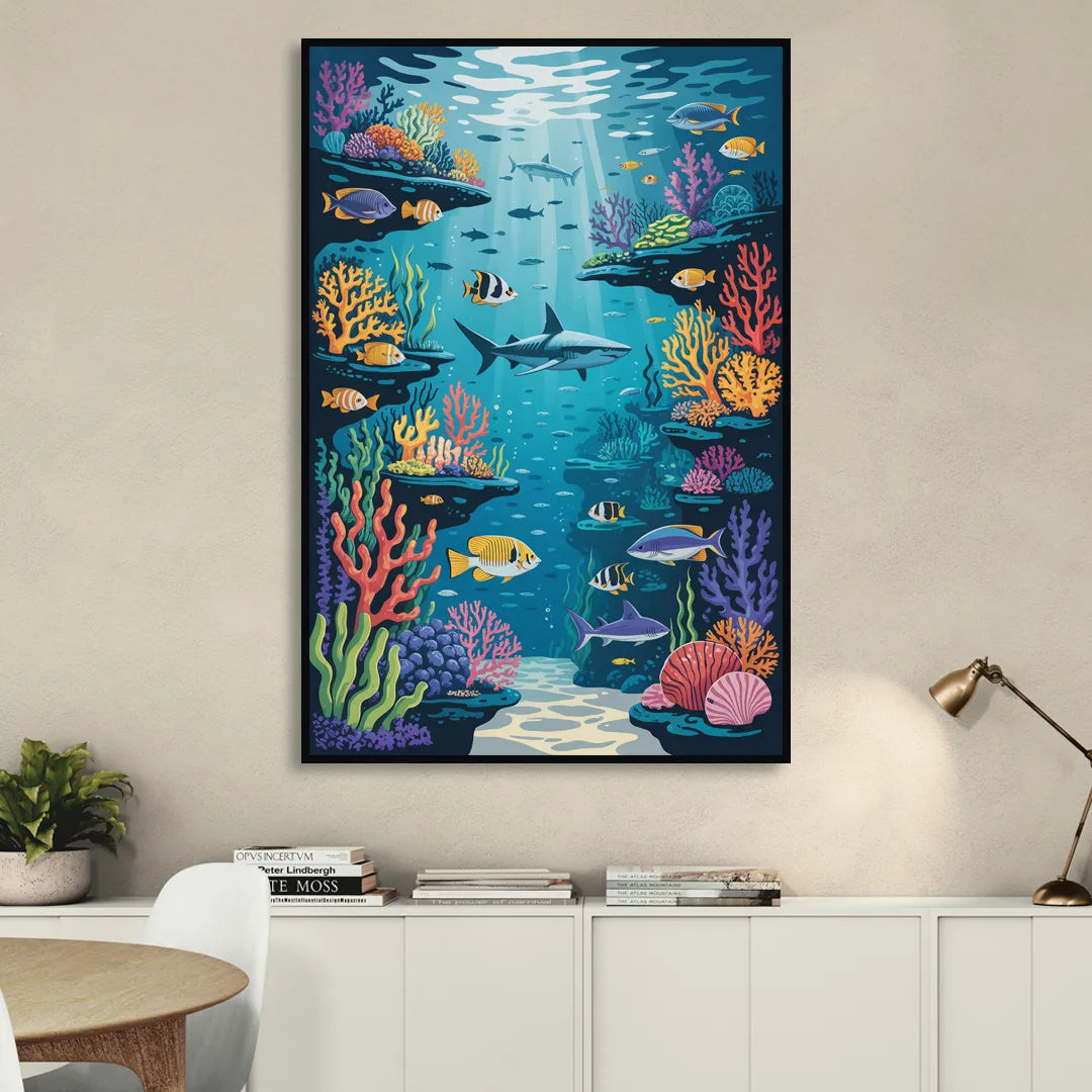 Vancouver Aquarium Life Living Room - Black Canvas Wall Art