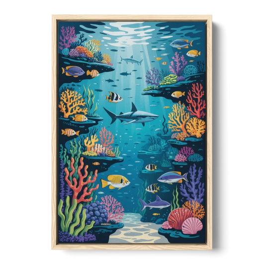 Vancouver Aquarium Life - Oak Framed Canvas Wall Art - Front