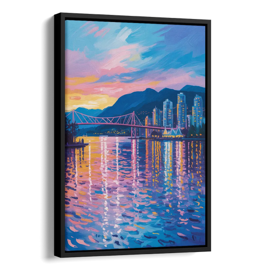 Vancouver Burrard Inlet Side - Black Canvas Wall Art