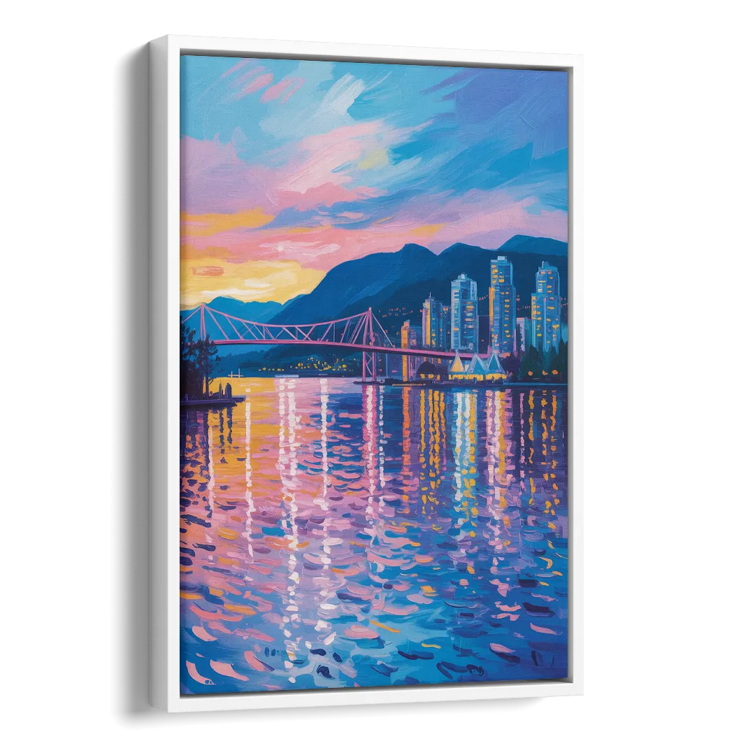 Vancouver Burrard Inlet Side - White Canvas Wall Art