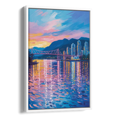 Vancouver Burrard Inlet Side - White Canvas Wall Art