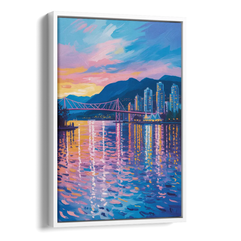 Vancouver Burrard Inlet Side - White Canvas Wall Art
