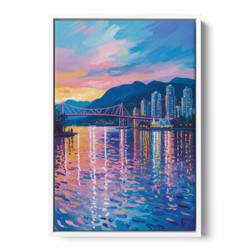 Vancouver Burrard Inlet Front - White Canvas Wall Art