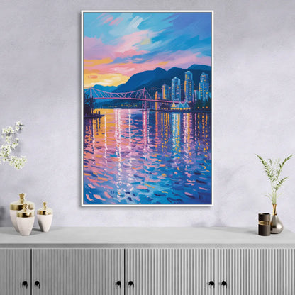 Vancouver Burrard Inlet Sitting Room - White Canvas Wall Art