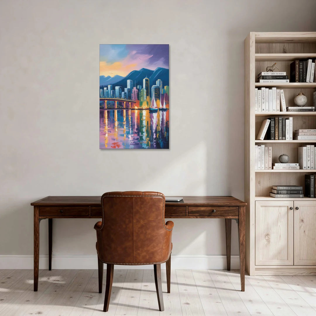 Vancouver City Lights - Canvas Wall Art - Office - 24x36