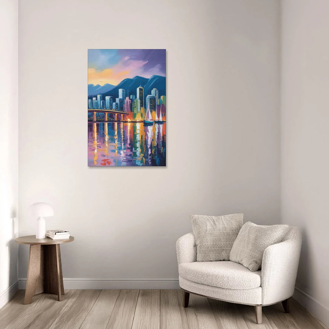 Vancouver City Lights - Canvas Wall Art - Sofa - 24x36