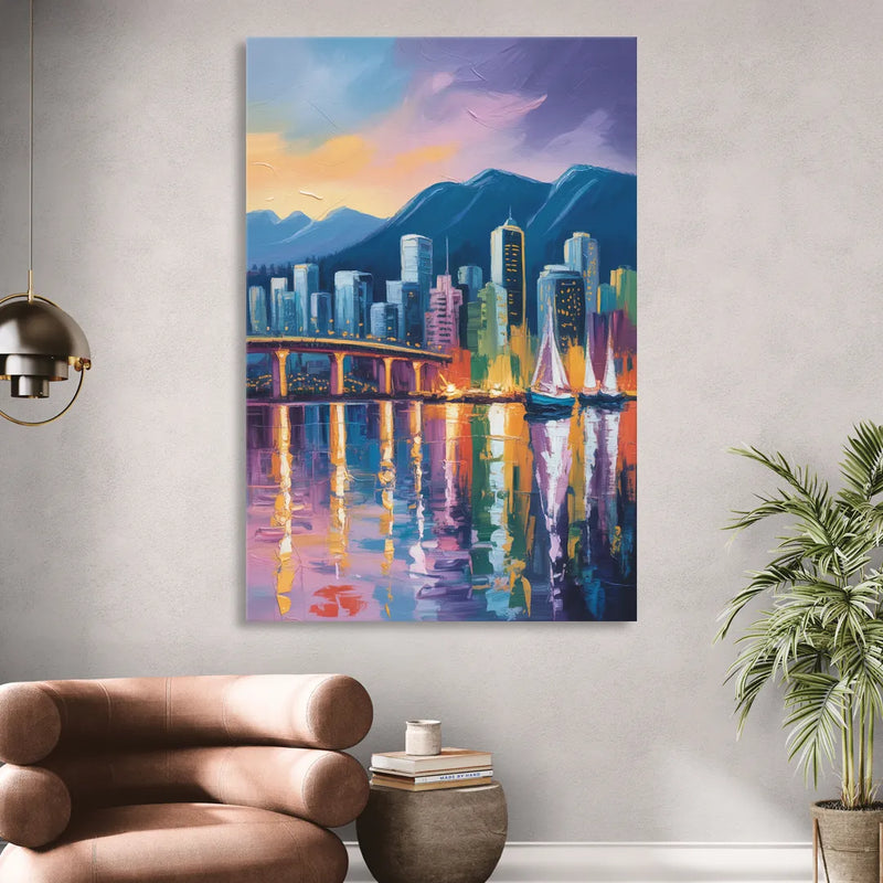 Vancouver City Lights Sitting Room - Canvas Wall Art