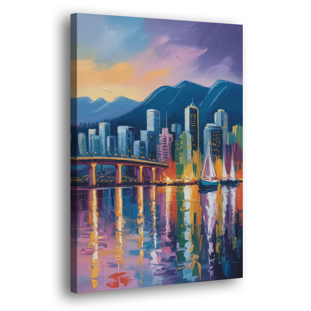 Vancouver City Lights Side - Canvas Wall Art