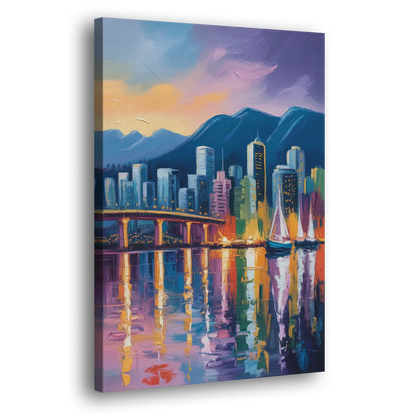 Vancouver City Lights Side - Canvas Wall Art