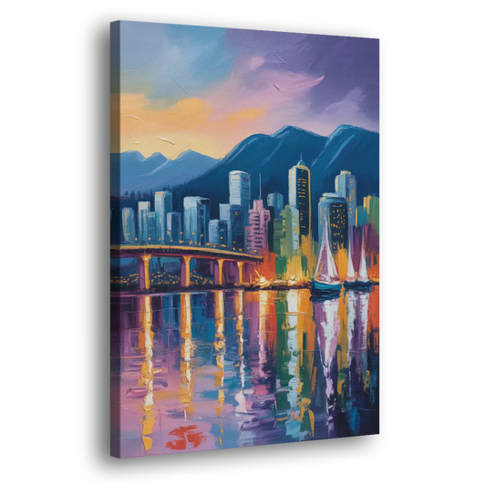 Vancouver City Lights Side - Canvas Wall Art