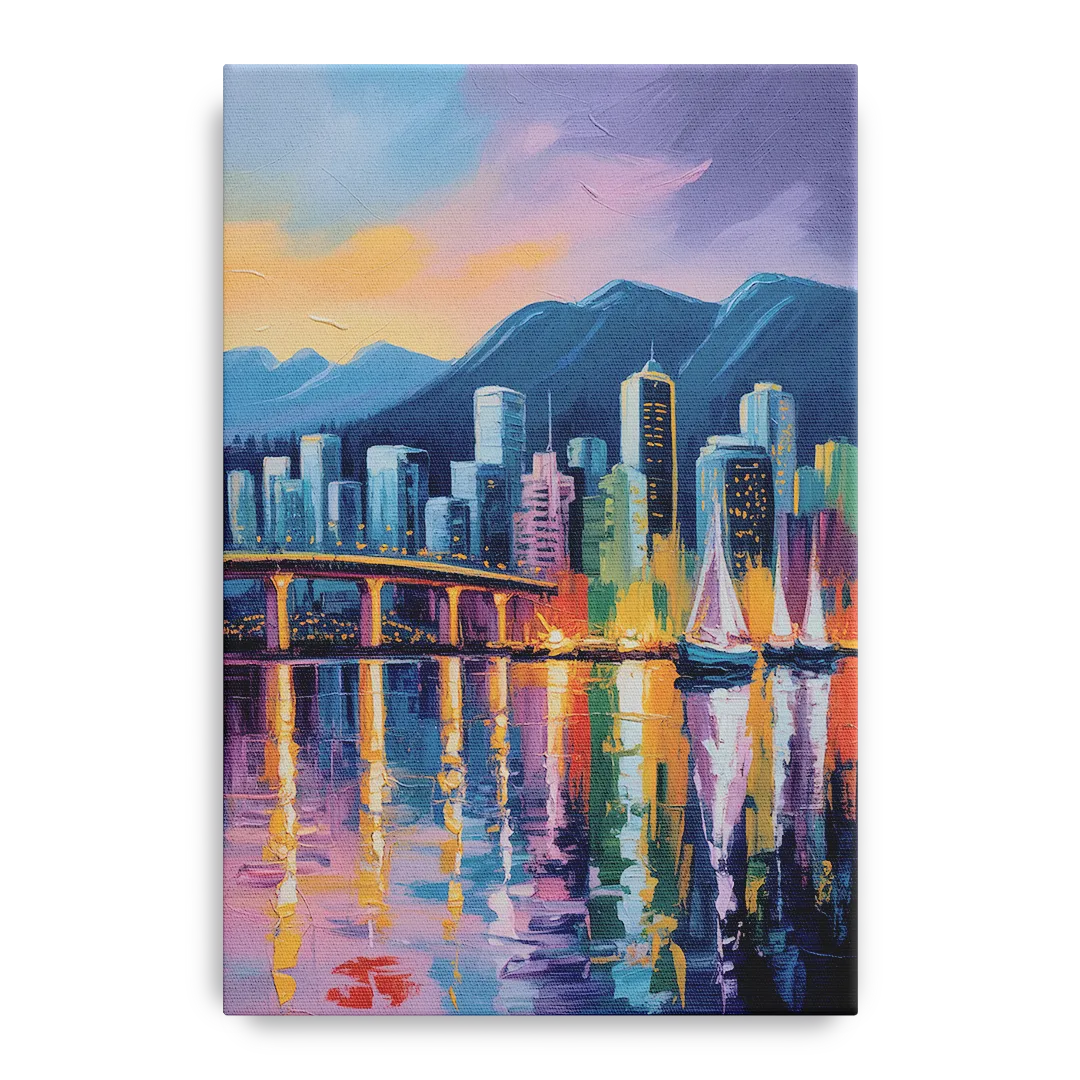 Vancouver City Lights Front - Canvas Wall Art