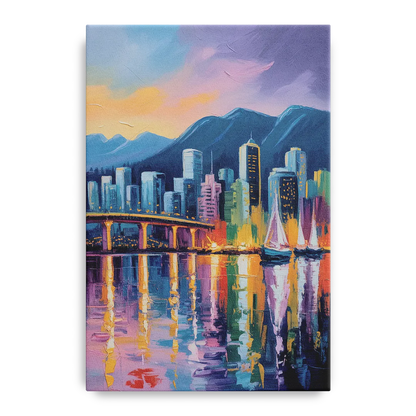 Vancouver City Lights Front - Canvas Wall Art