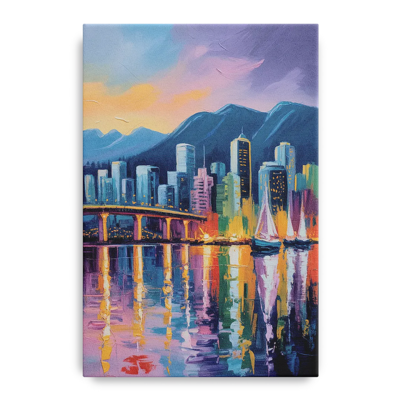 Vancouver City Lights Front - Canvas Wall Art