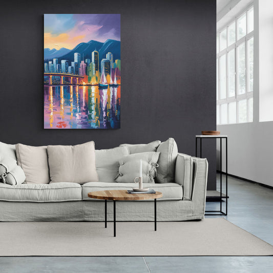 Vancouver City Lights - Canvas Wall Art Living Room