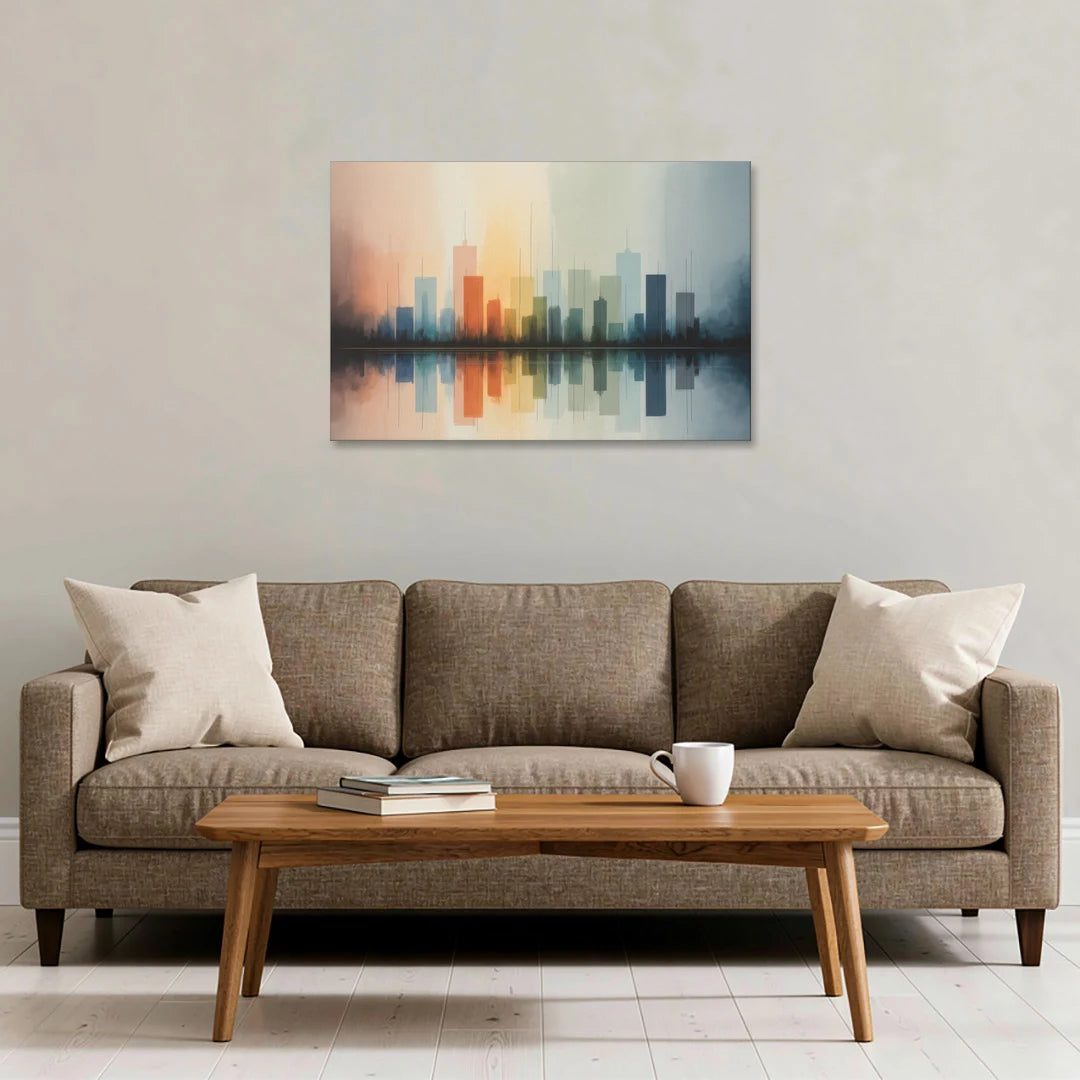 Vancouver Color Skyline - Canvas Wall Art - Sofa - 36x24