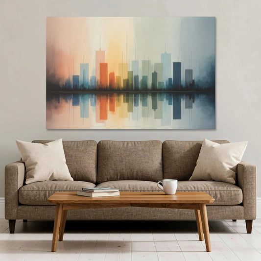 Vancouver Color Skyline - Canvas Wall Art - Sofa - 60x40