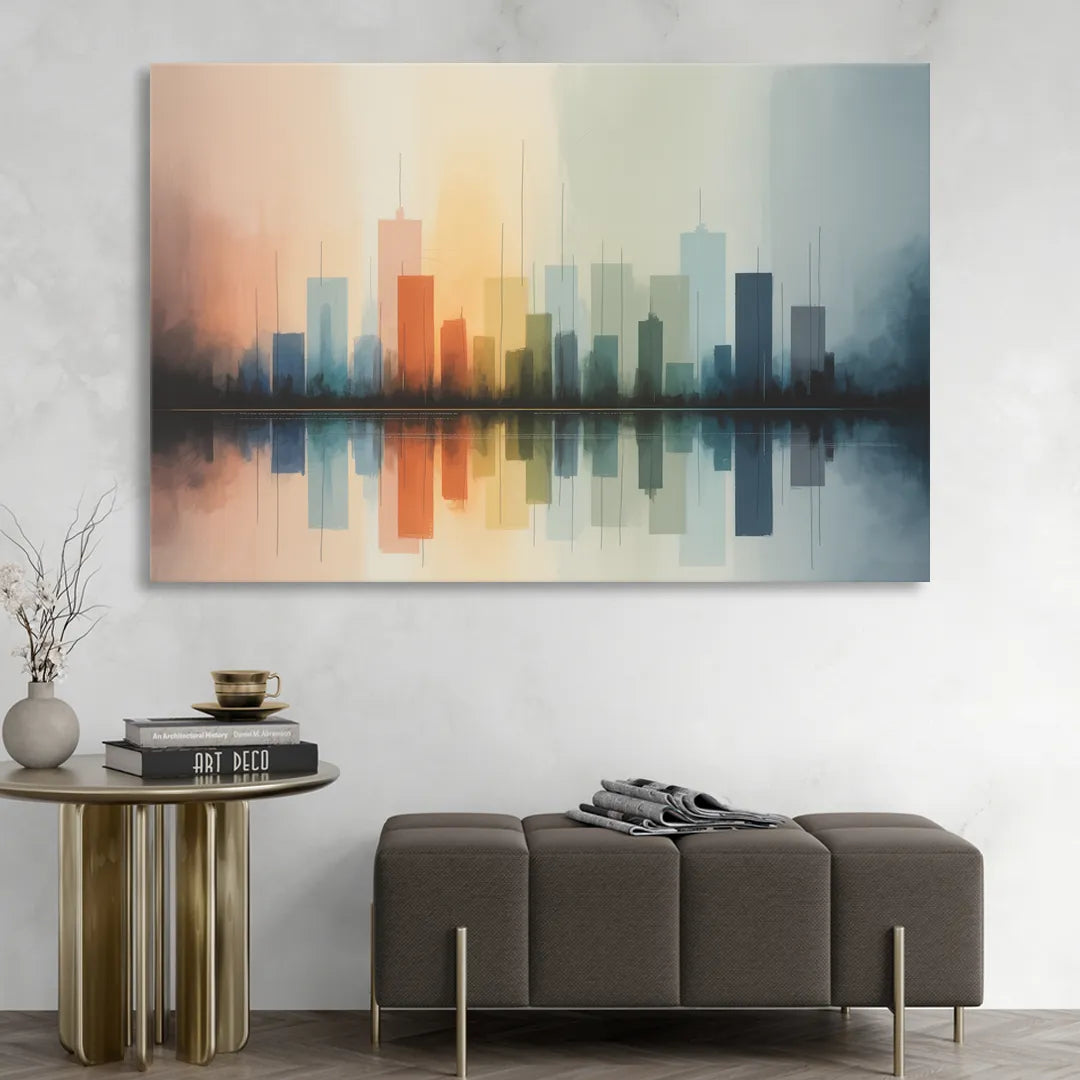 Vancouver Color Skyline Living Room - Canvas Wall Art