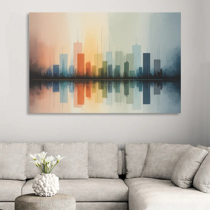 Vancouver Color Skyline Sitting Room - Canvas Wall Art