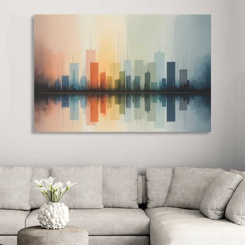 Vancouver Color Skyline Sitting Room - Canvas Wall Art