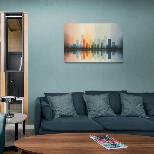 Vancouver Color Skyline - Canvas Wall Art Living Room
