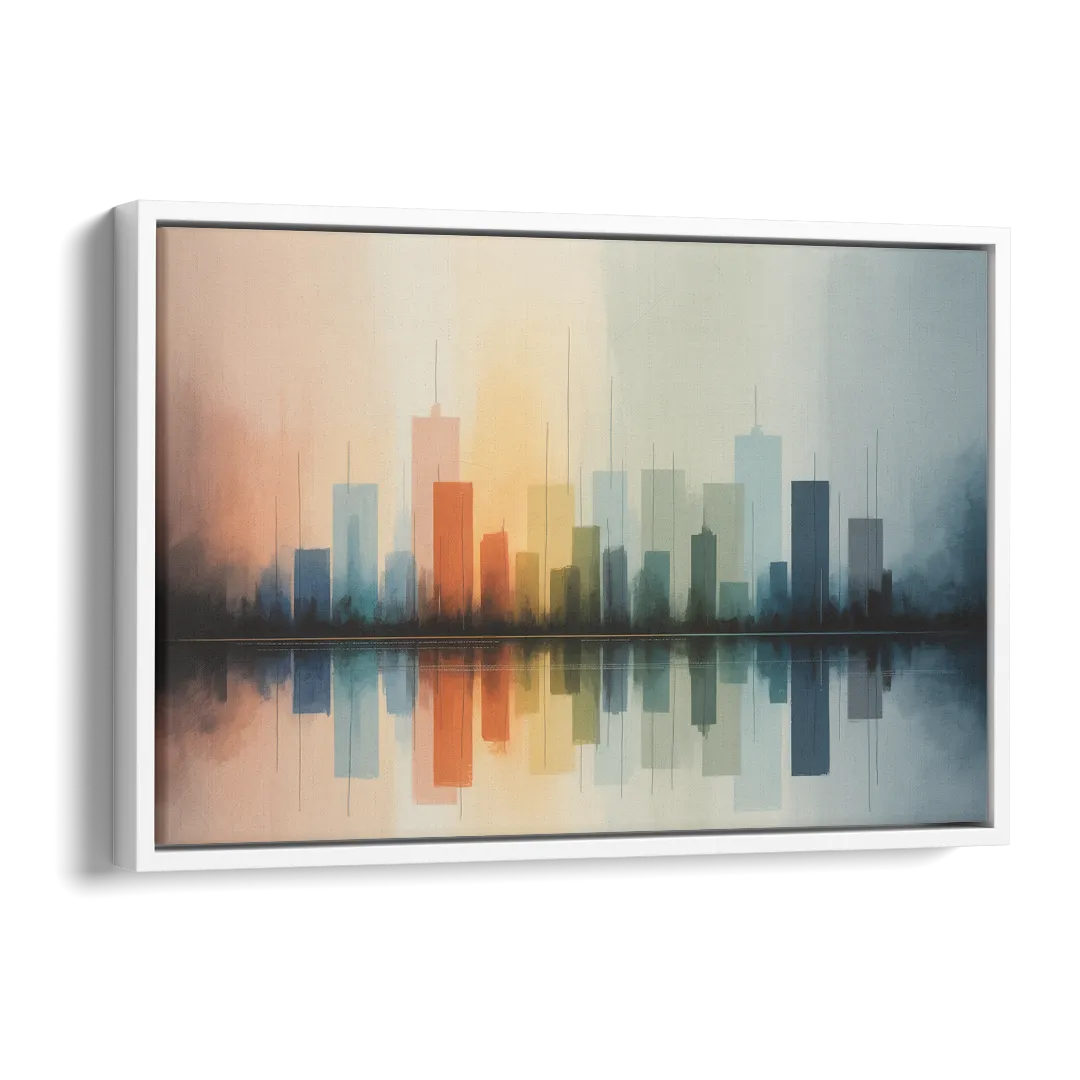 Vancouver Color Skyline Side - White Canvas Wall Art