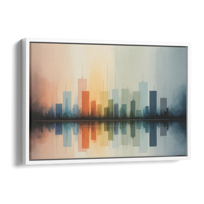 Vancouver Color Skyline Side - White Canvas Wall Art