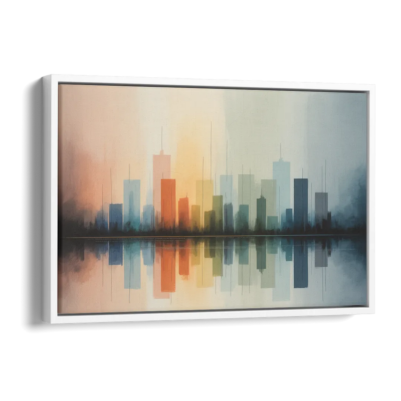 Vancouver Color Skyline Side - White Canvas Wall Art