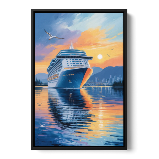 Vancouver Cruise Ship Terminal - Black Framed Canvas Wall Art - Front