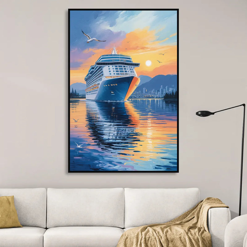 Vancouver Cruise Ship Terminal Sitting Room - Black Canvas Wall Art