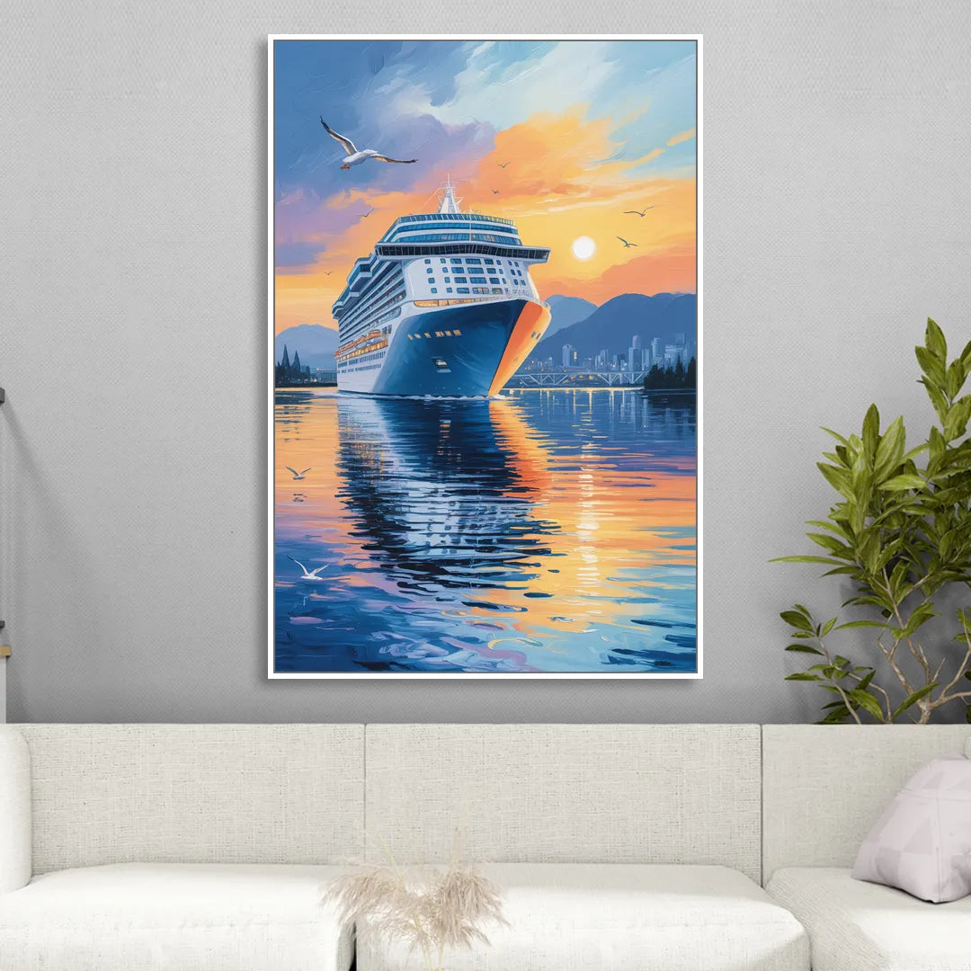 Vancouver Cruise Ship Terminal Living Room - White Canvas Wall Art