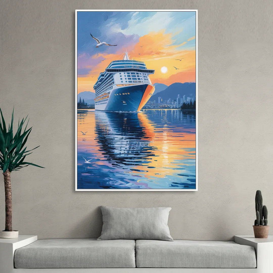 Vancouver Cruise Ship Terminal Sitting Room - White Canvas Wall Art