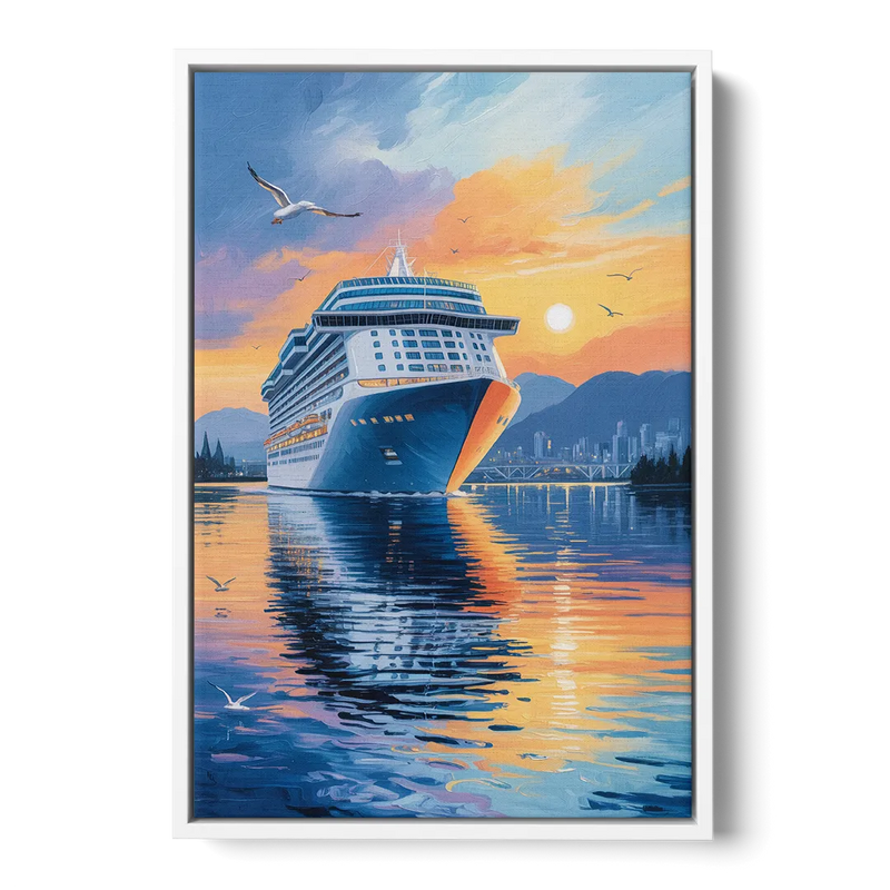 Vancouver Cruise Ship Terminal Front - White Canvas Wall Art