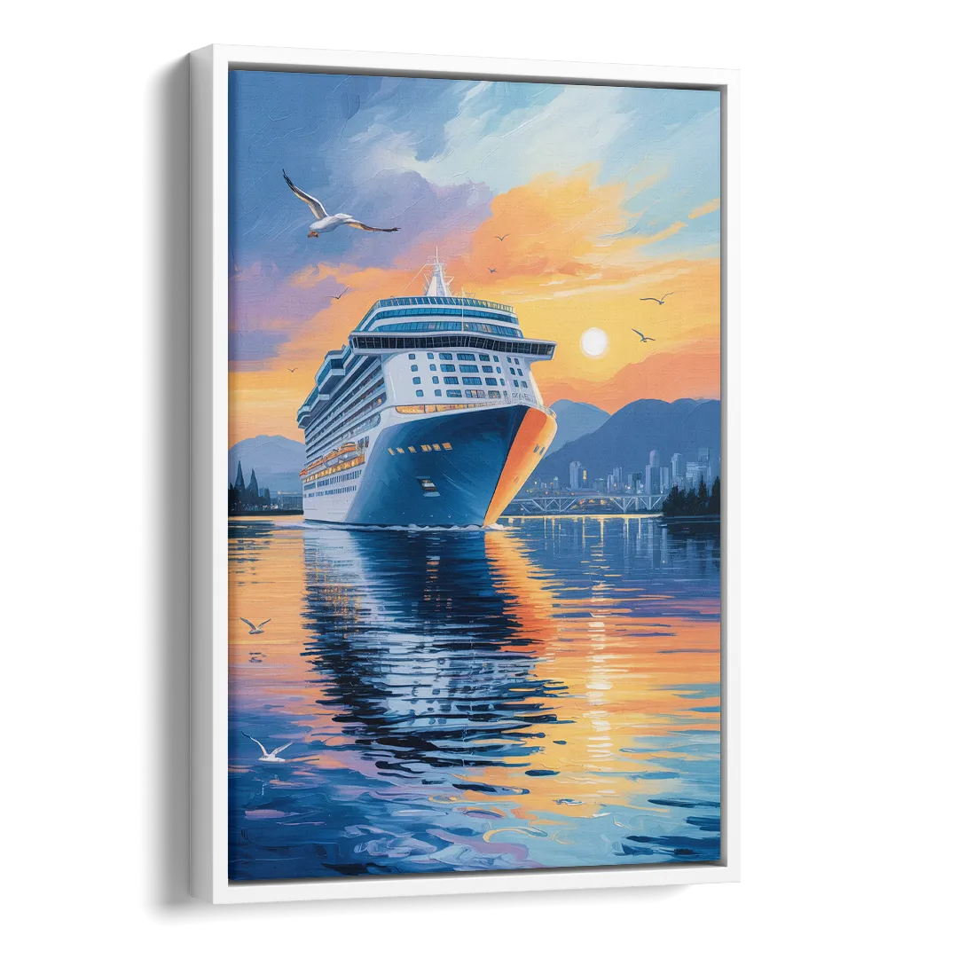 Vancouver Cruise Ship Terminal Side - White Canvas Wall Art