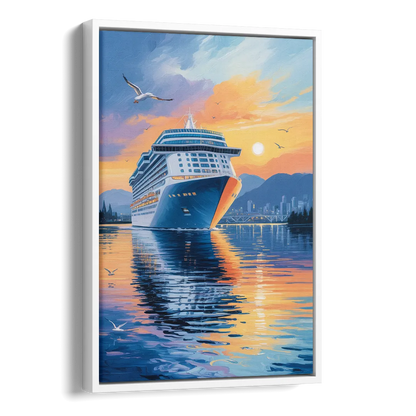 Vancouver Cruise Ship Terminal Side - White Canvas Wall Art